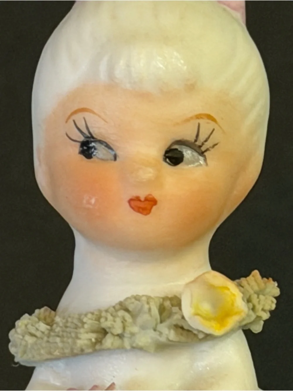 Vintage Napco Flower Girl of the Month October Pink Cosmos Bone China Figurine